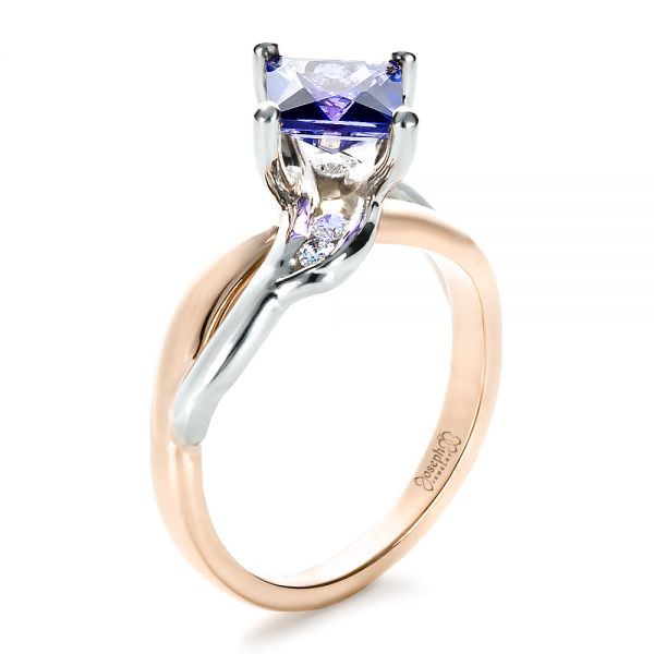 14k Rose Gold 14k Rose Gold Custom Tanzanite And Diamond Ring - Three-Quarter View -  1433