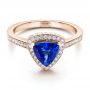 18k Rose Gold 18k Rose Gold Custom Tanzanite And Diamond Ring - Flat View -  100842 - Thumbnail