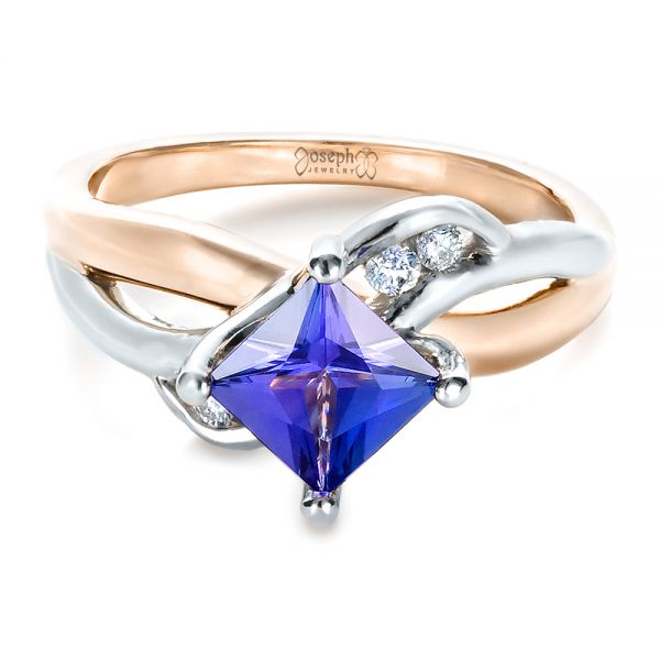 14k Rose Gold 14k Rose Gold Custom Tanzanite And Diamond Ring - Flat View -  1433