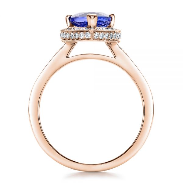 18k Rose Gold 18k Rose Gold Custom Tanzanite And Diamond Ring - Front View -  100842