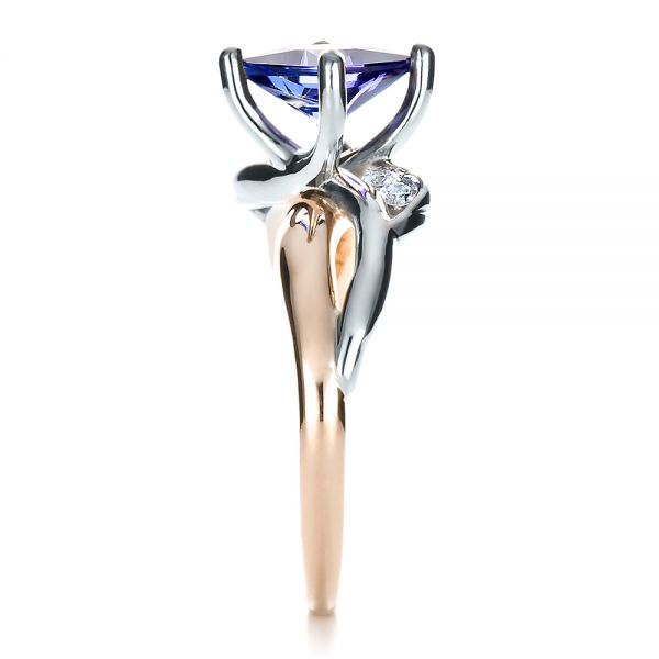 14k Rose Gold 14k Rose Gold Custom Tanzanite And Diamond Ring - Side View - 1433