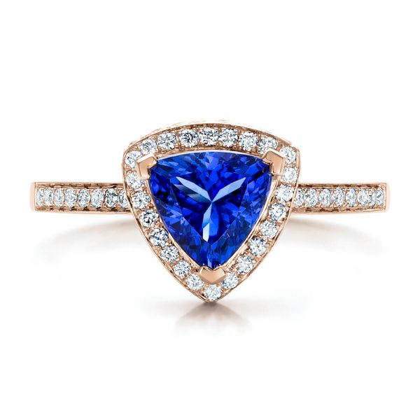 14k Rose Gold 14k Rose Gold Custom Tanzanite And Diamond Ring - Top View - 100842