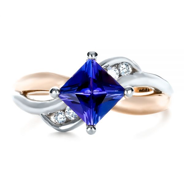 14k Rose Gold 14k Rose Gold Custom Tanzanite And Diamond Ring - Top View - 1433