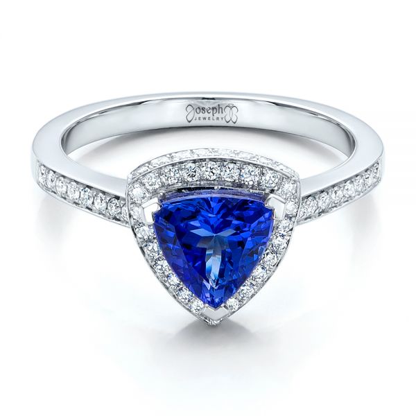 14k White Gold Custom Tanzanite And Diamond Ring - Flat View - 100842