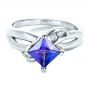 14k White Gold 14k White Gold Custom Tanzanite And Diamond Ring - Flat View -  1433 - Thumbnail