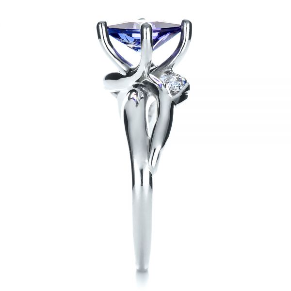 18k White Gold 18k White Gold Custom Tanzanite And Diamond Ring - Side View -  1433