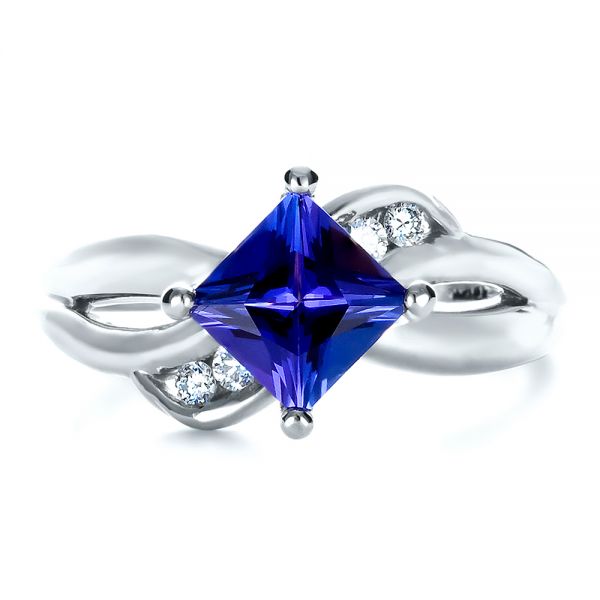 Platinum Platinum Custom Tanzanite And Diamond Ring - Top View - 1433