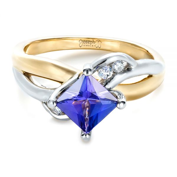 18k Yellow Gold Custom Tanzanite And Diamond Ring - Flat View - 1433