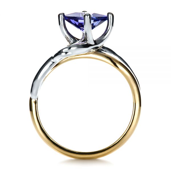 18k Yellow Gold Custom Tanzanite And Diamond Ring - Front View - 1433
