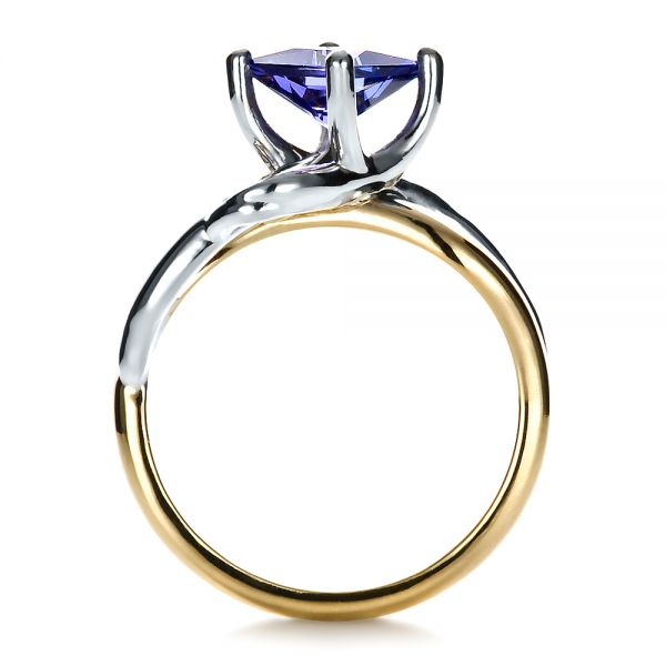 18k Yellow Gold Custom Tanzanite And Diamond Ring - Front View -  1433