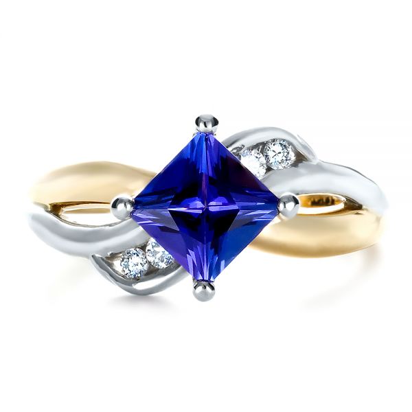 18k Yellow Gold Custom Tanzanite And Diamond Ring - Top View -  1433