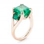 18k Rose Gold 18k Rose Gold Custom Three Stone Emerald Fashion Ring - Three-Quarter View -  102894 - Thumbnail