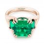 18k Rose Gold 18k Rose Gold Custom Three Stone Emerald Fashion Ring - Flat View -  102894 - Thumbnail