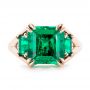14k Rose Gold 14k Rose Gold Custom Three Stone Emerald Fashion Ring - Top View -  102894 - Thumbnail