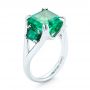  Platinum Custom Three Stone Emerald Fashion Ring - Three-Quarter View -  102894 - Thumbnail