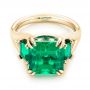 18k Yellow Gold 18k Yellow Gold Custom Three Stone Emerald Fashion Ring - Flat View -  102894 - Thumbnail