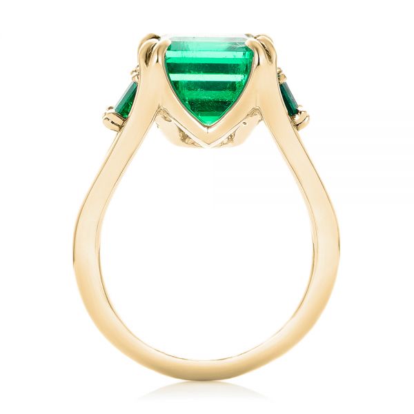 18k Yellow Gold 18k Yellow Gold Custom Three Stone Emerald Fashion Ring - Front View -  102894