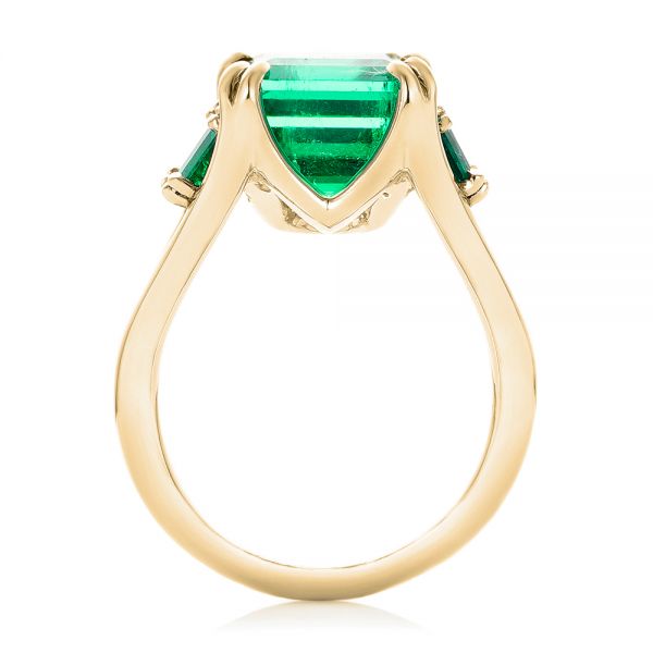 18k Yellow Gold 18k Yellow Gold Custom Three Stone Emerald Fashion Ring - Front View - 102894