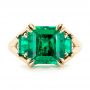 18k Yellow Gold 18k Yellow Gold Custom Three Stone Emerald Fashion Ring - Top View -  102894 - Thumbnail