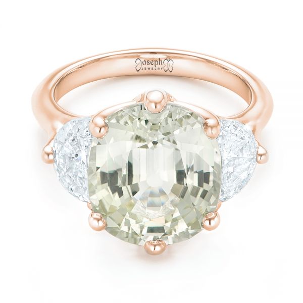 14k Rose Gold 14k Rose Gold Custom Three Stone White Sapphire And Diamond Fashion Ring - Flat View - 102877