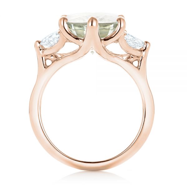 14k Rose Gold 14k Rose Gold Custom Three Stone White Sapphire And Diamond Fashion Ring - Front View -  102877