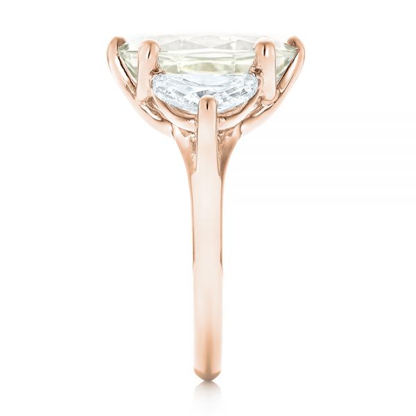 18k Rose Gold 18k Rose Gold Custom Three Stone White Sapphire And Diamond Fashion Ring - Side View -  102877
