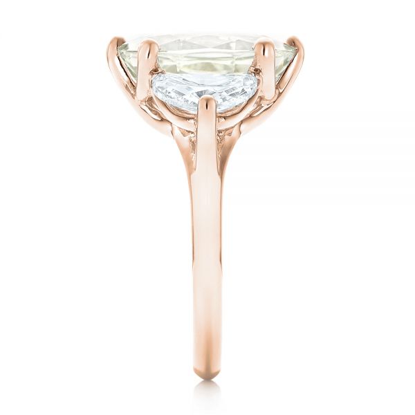 14k Rose Gold 14k Rose Gold Custom Three Stone White Sapphire And Diamond Fashion Ring - Side View - 102877