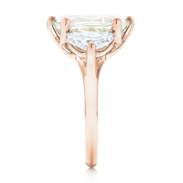 14k Rose Gold 14k Rose Gold Custom Three Stone White Sapphire And Diamond Fashion Ring - Side View -  102877