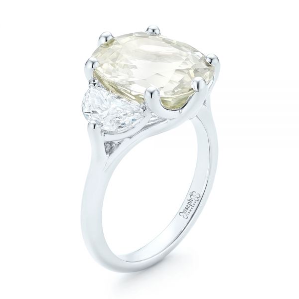 14k White Gold 14k White Gold Custom Three Stone White Sapphire And Diamond Fashion Ring - Three-Quarter View -  102877