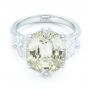  Platinum Custom Three Stone White Sapphire And Diamond Fashion Ring - Flat View -  102877 - Thumbnail