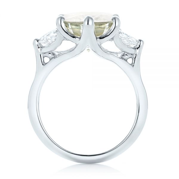 Platinum Custom Three Stone White Sapphire And Diamond Fashion Ring - Front View - 102877
