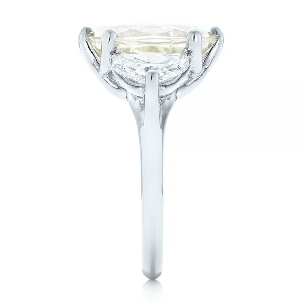  Platinum Custom Three Stone White Sapphire And Diamond Fashion Ring - Side View -  102877