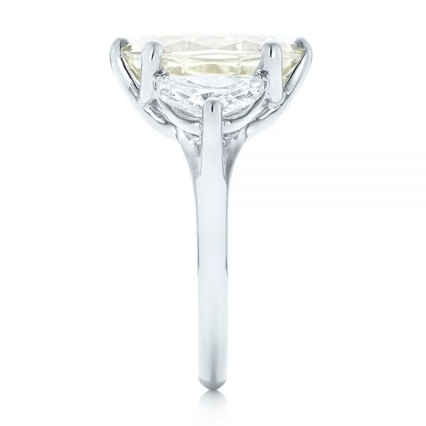 Platinum Custom Three Stone White Sapphire And Diamond Fashion Ring - Side View - 102877