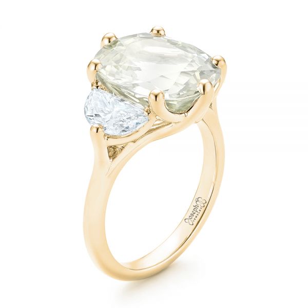 14k Yellow Gold 14k Yellow Gold Custom Three Stone White Sapphire And Diamond Fashion Ring - Three-Quarter View -  102877