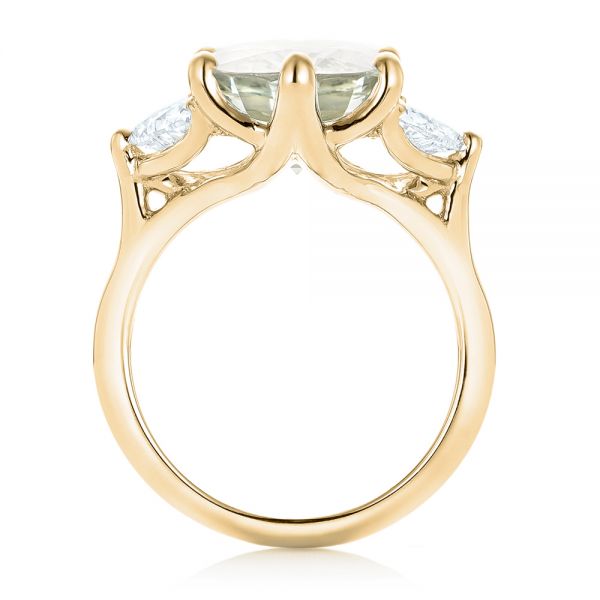 14k Yellow Gold 14k Yellow Gold Custom Three Stone White Sapphire And Diamond Fashion Ring - Front View - 102877
