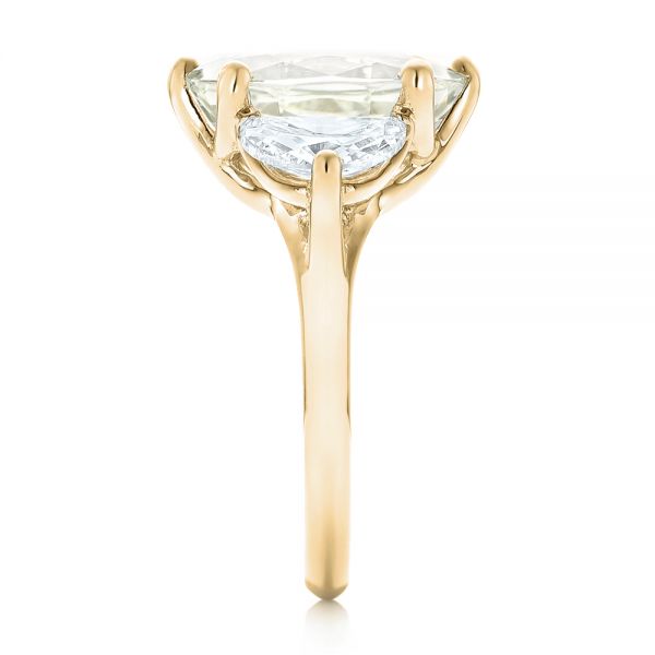 14k Yellow Gold 14k Yellow Gold Custom Three Stone White Sapphire And Diamond Fashion Ring - Side View - 102877