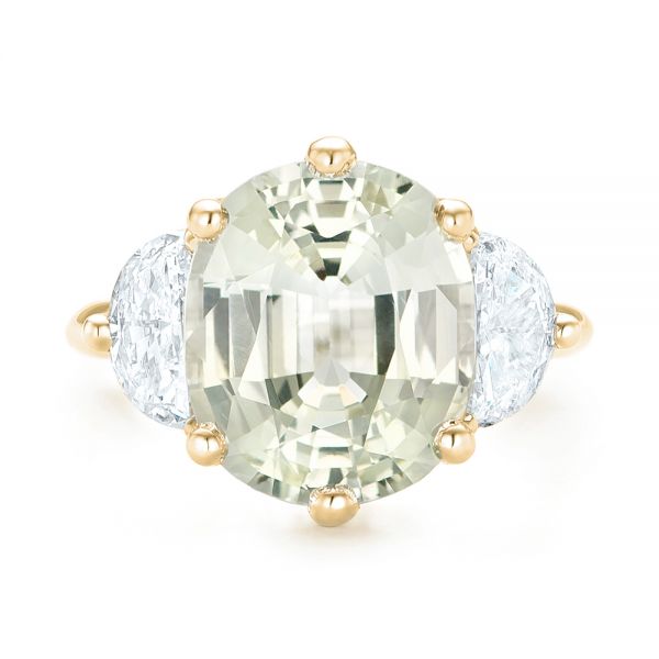 18k Yellow Gold 18k Yellow Gold Custom Three Stone White Sapphire And Diamond Fashion Ring - Top View -  102877