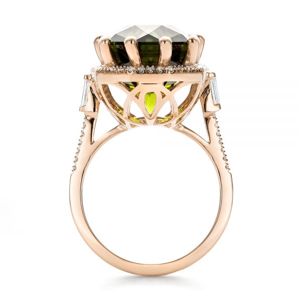 18k Rose Gold 18k Rose Gold Custom Tourmaline And Diamond Halo Fashion Ring - Front View -  100869