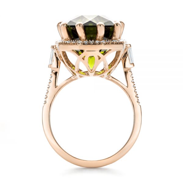 14k Rose Gold 14k Rose Gold Custom Tourmaline And Diamond Halo Fashion Ring - Front View - 100869