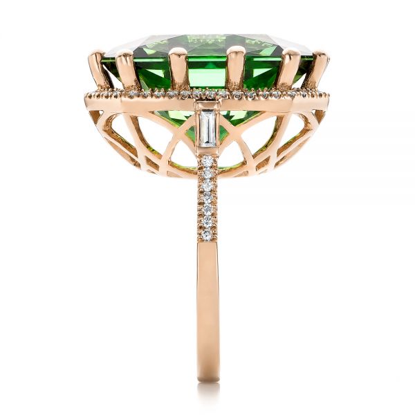 18k Rose Gold 18k Rose Gold Custom Tourmaline And Diamond Halo Fashion Ring - Side View -  100869