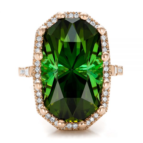 14k Rose Gold 14k Rose Gold Custom Tourmaline And Diamond Halo Fashion Ring - Top View - 100869