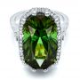 18k White Gold 18k White Gold Custom Tourmaline And Diamond Halo Fashion Ring - Flat View -  100869 - Thumbnail