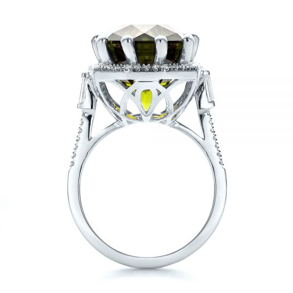 14k White Gold 14k White Gold Custom Tourmaline And Diamond Halo Fashion Ring - Front View -  100869