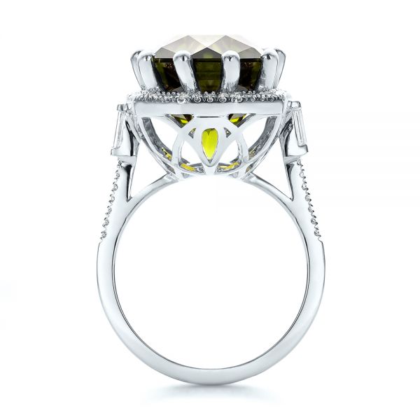 Platinum Platinum Custom Tourmaline And Diamond Halo Fashion Ring - Front View - 100869
