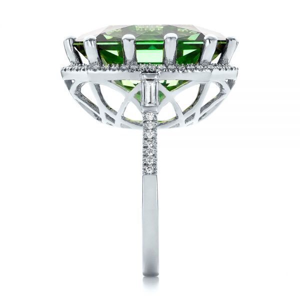  Platinum Platinum Custom Tourmaline And Diamond Halo Fashion Ring - Side View -  100869