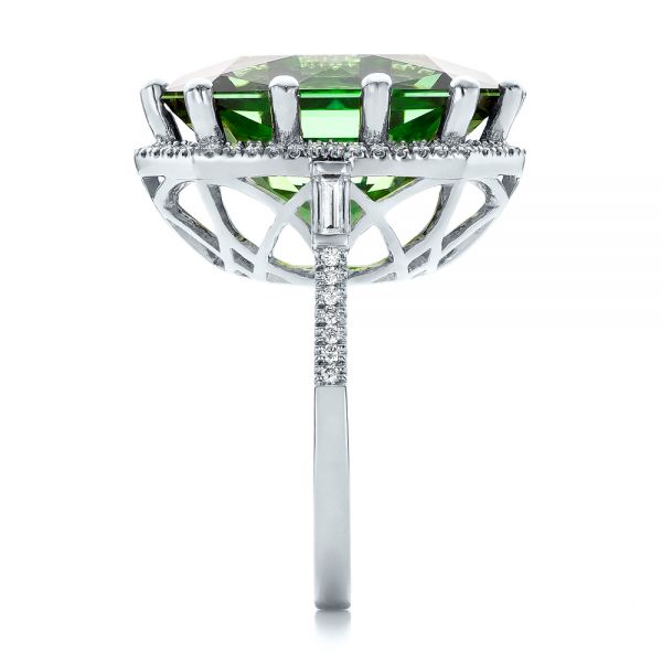 Platinum Platinum Custom Tourmaline And Diamond Halo Fashion Ring - Side View - 100869