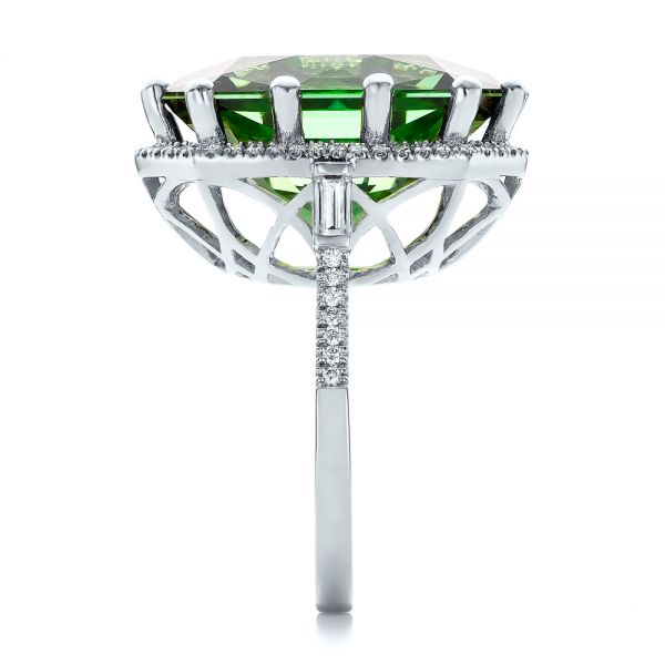 14k White Gold 14k White Gold Custom Tourmaline And Diamond Halo Fashion Ring - Side View -  100869