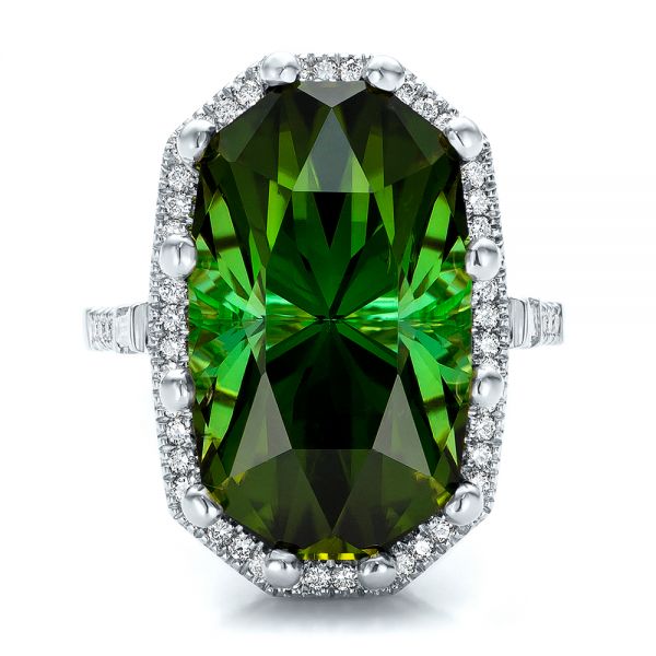  Platinum Platinum Custom Tourmaline And Diamond Halo Fashion Ring - Top View -  100869