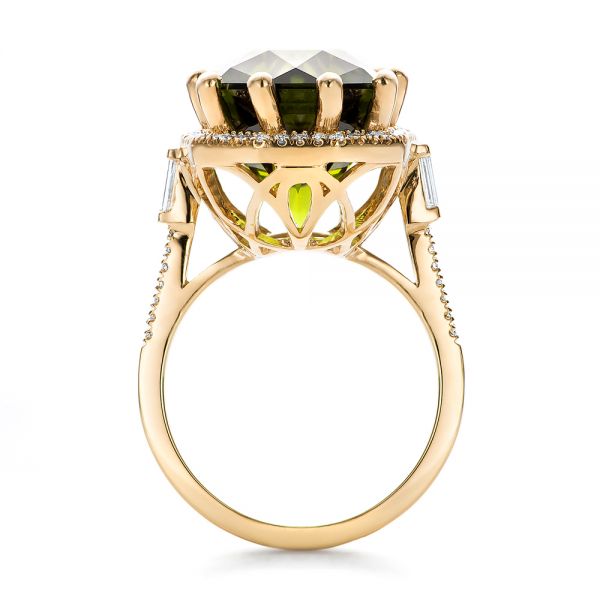 18k Yellow Gold Custom Tourmaline And Diamond Halo Fashion Ring - Front View -  100869