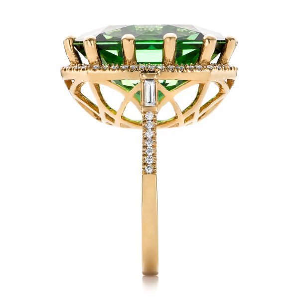 14k Yellow Gold 14k Yellow Gold Custom Tourmaline And Diamond Halo Fashion Ring - Side View -  100869